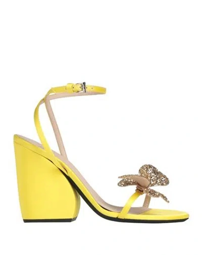 N°21 Woman Sandals Yellow Size 8 Textile Fibers