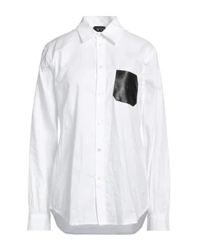 N°21 Woman Shirt White Size L Cotton, Polyurethane