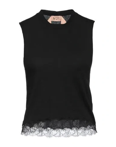 N°21 Woman Sweater Black Size 10 Cotton, Polyamide, Viscose