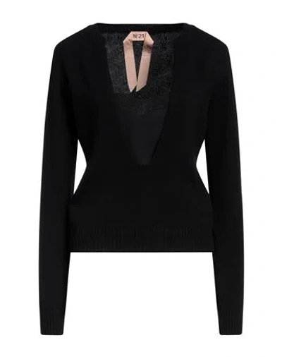 N°21 Woman Sweater Black Size 2 Virgin Wool, Cashmere, Acetate, Silk, Cotton
