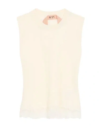 N°21 Woman Sweater Cream Size 8 Cotton, Polyamide, Viscose In White