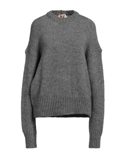 N°21 Woman Sweater Grey Size 10 Wool, Acrylic, Alpaca Wool In Gray