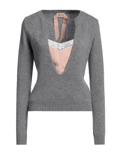 N°21 Woman Sweater Grey Size 4 Virgin Wool, Cashmere, Acetate, Silk, Cotton