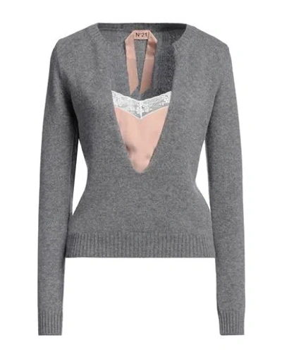 N°21 Woman Sweater Grey Size 6 Virgin Wool, Cashmere, Acetate, Silk, Cotton In Grey
