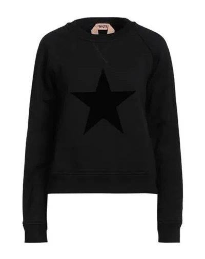 N°21 Woman Sweatshirt Black Size 8 Cotton, Viscose, Elastane