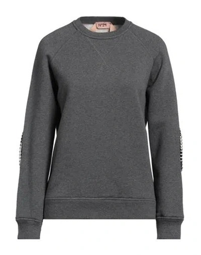 N°21 Woman Sweatshirt Grey Size L Cotton, Polyurethane, Polyester, Glass, Brass