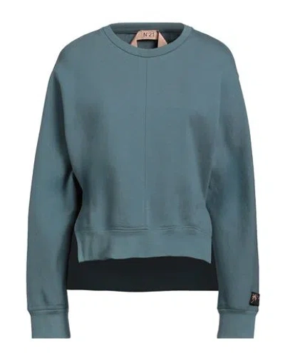 N°21 Woman Sweatshirt Pastel Blue Size 10 Cotton