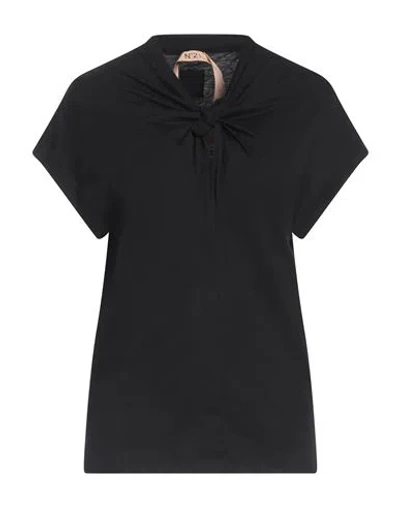 N°21 Woman T-shirt Black Size 10 Cotton