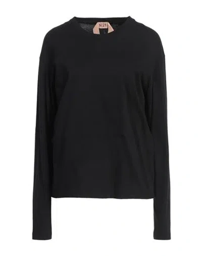 N°21 Woman T-shirt Black Size 10 Cotton, Viscose, Polyester
