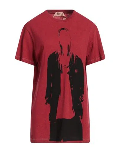 N°21 Woman T-shirt Burgundy Size S Cotton