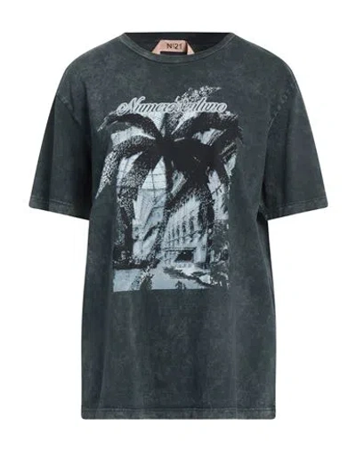 N°21 Woman T-shirt Charcoal Size S Cotton In Black