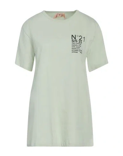 N°21 Woman T-shirt Light Green Size 8 Cotton