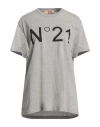 N°21 Woman T-shirt Light Grey Size 10 Cotton