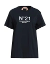 N°21 Woman T-shirt Midnight Blue Size 10 Cotton In Blue