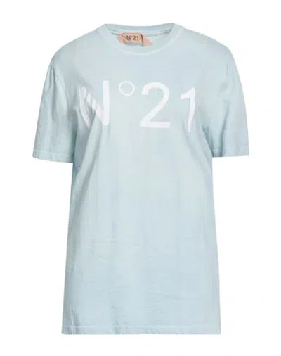 N°21 Woman T-shirt Sky Blue Size 2 Cotton
