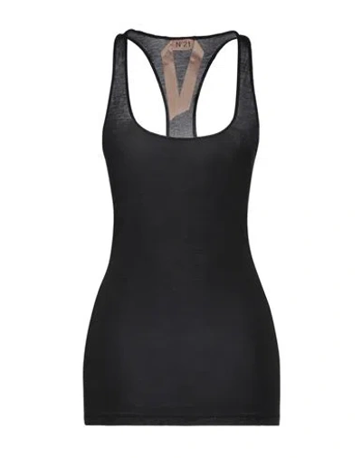 N°21 Woman Tank Top Black Size 10 Cotton