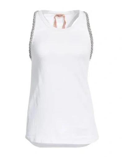 N°21 Woman Top White Size 6 Cotton, Glass, Silicone