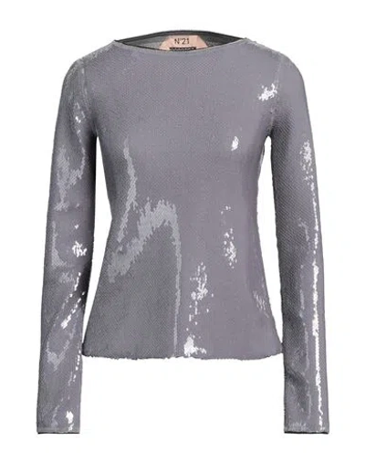 N°21 Woman Top Grey Size 8 Polyester, Elastane