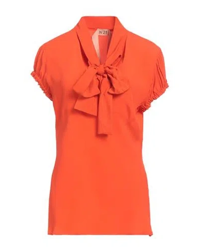N°21 Woman Top Orange Size 10 Acetate, Silk