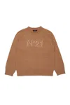 N°21 Logo-embossed Wool-blend Jumper In Brown