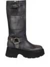N°21 60mm Buckle-strap Platform Boots In Gray