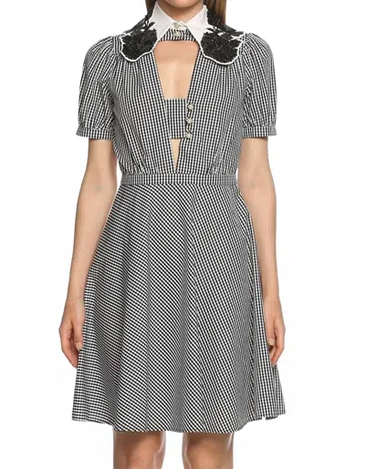 N°21 Abito Donna Gingham And Sequin Vintage Style Dress In Black White In Gray