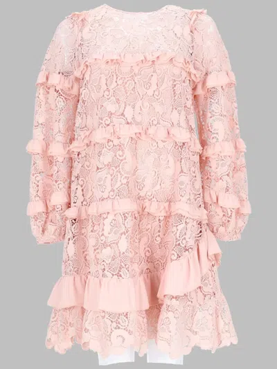 N°21 Abito In Pizzo Con Balze In Pink