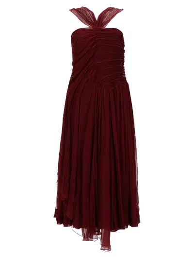 N°21 Abito Midi In Seta In Burgundy