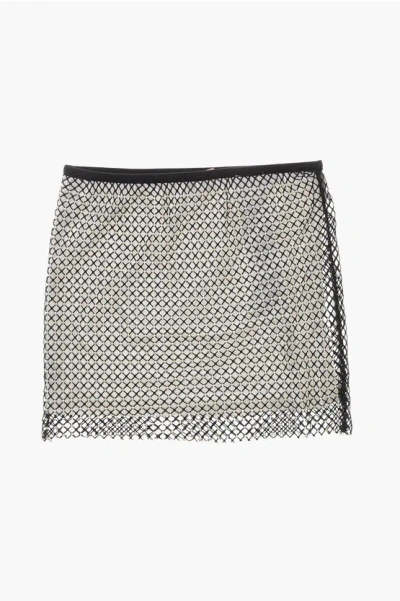 N°21 All-over Rhinestoned Mesh Skirt In Pattern