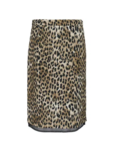 N°21 Animal-print Lace Midi Skirt In Neutral