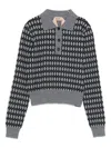 N°21 Argyle-pattern Buttoned Knitted Top In Gray