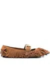 N°21 Fringed Buckle-fastening Ballet Flats In Multi