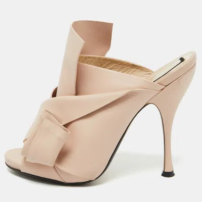 N°21 N21 Beige Leather Ronny Pleated Mules In Brown