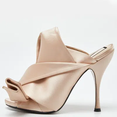 N°21 Beige Pleated Satin Ronny Mules In Pink