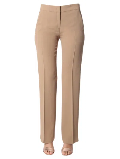 N°21 Beige Straight Flat Front Pants In Animal Print