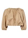 N°21 Beige Taffeta Crop Top In Brown