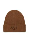 N°21 Wool Blend Beanie With Logo In Brown