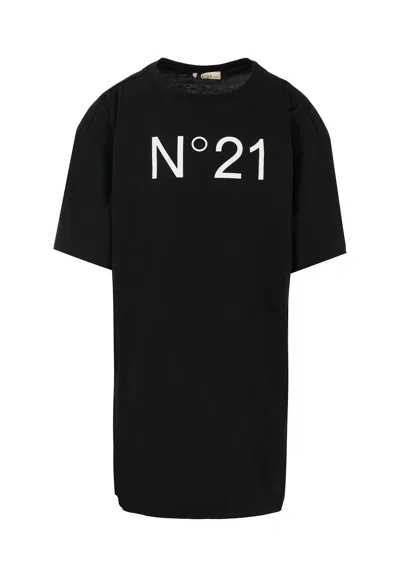 N°21 Kids' Black Dress For Girl With Logo