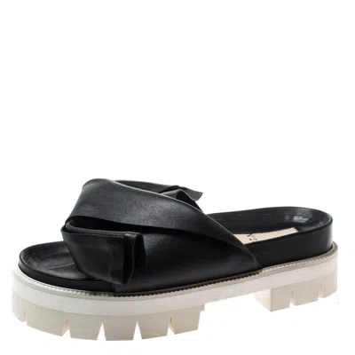 N°21 N21 Black Leather Bow Platform Slides
