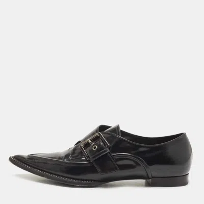 N°21 N21 Black Leather Crystal Embellished Buckle Loafers