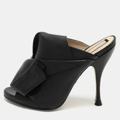 N°21 N21 Black Leather Ronny Slide Sandals