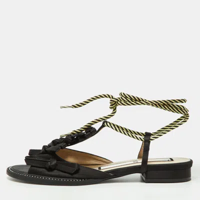 N°21 Nº21 Black Satin Ankle Tie Sandals