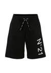 N°21 Black Shorts For Boy With Logo In Black