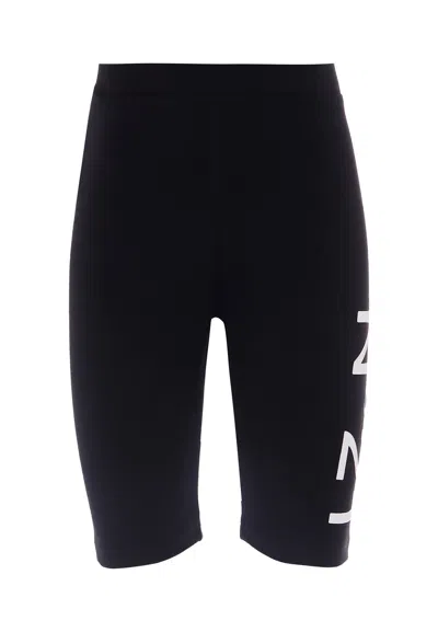 N°21 Kids' Black Shorts For Girl With Logo