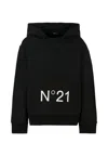 N°21 Black Sweatshirt For Kids With Logo In Black
