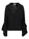 N°21 Blouse With Rippled Detail In Black
