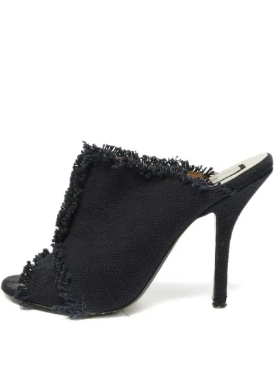 Pre-owned N°21 Frayed-trim Mules In Blue