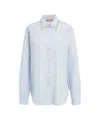 N°21 Blue Blouse With Rhinestone-embellished Collar And Concealed Closure In White