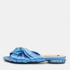 N°21 Nº21 Blue Satin Knot Flat Slides In Blue