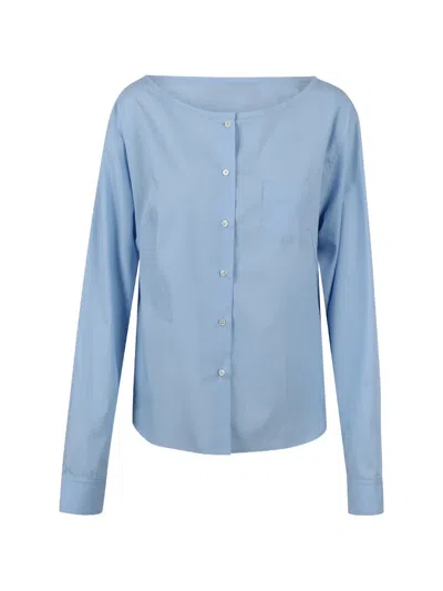 N°21 Boat-neck Button-up Blouse In Blue